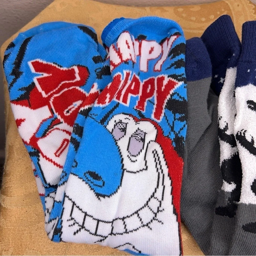 Ren And Stimpy And Werewolf Socks Mens Fun Colorful Red Blue White Adult